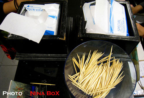 tissues and toothpicks at Magic Food Point 